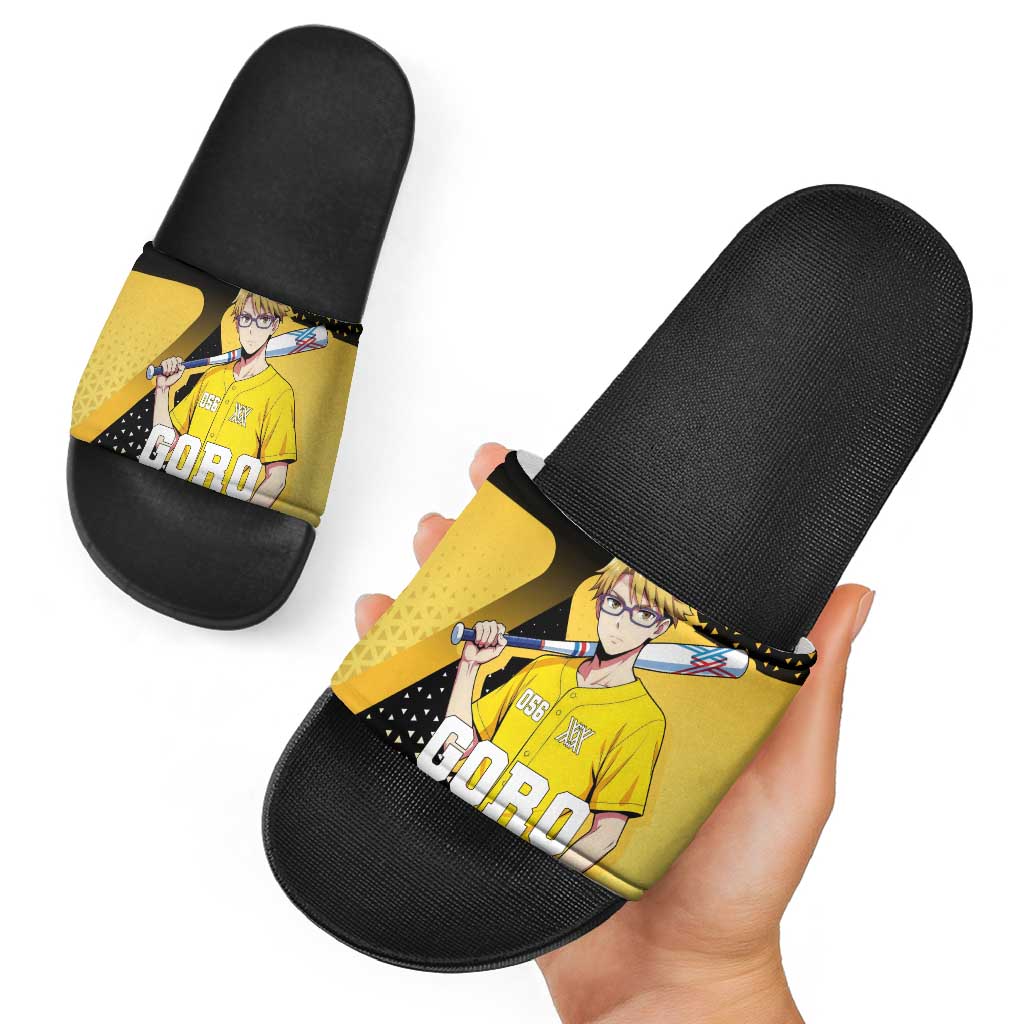 Goro Slide Sandals Yellow Black Baseball Anime Crossover