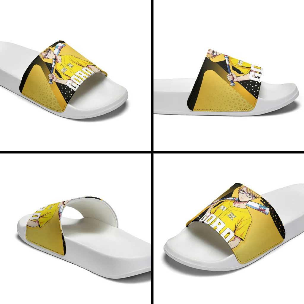 Goro Slide Sandals Yellow Black Baseball Anime Crossover