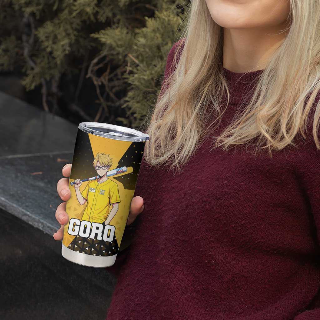 Goro Tumbler Cup Yellow Black Baseball Anime Crossover