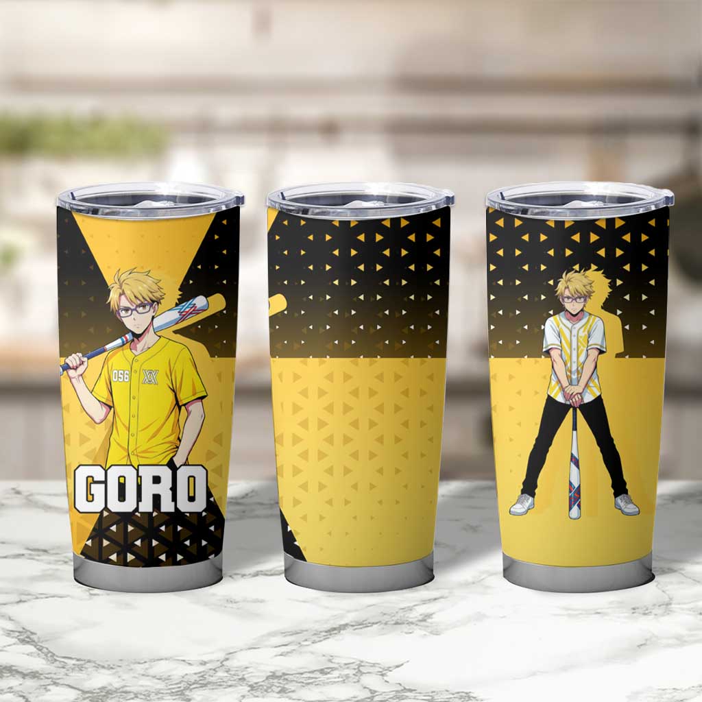 Goro Tumbler Cup Yellow Black Baseball Anime Crossover