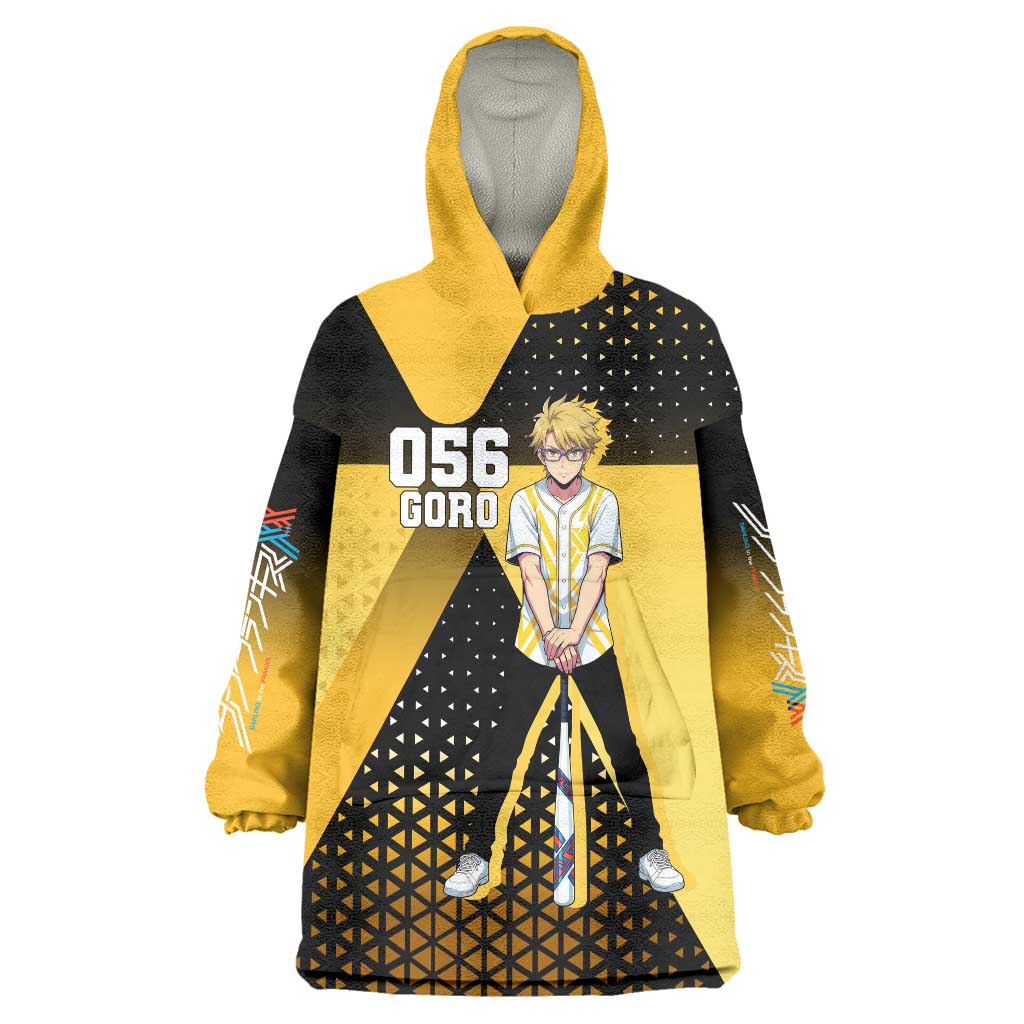 Goro Wearable Blanket Hoodie Yellow Black Baseball Anime Crossover