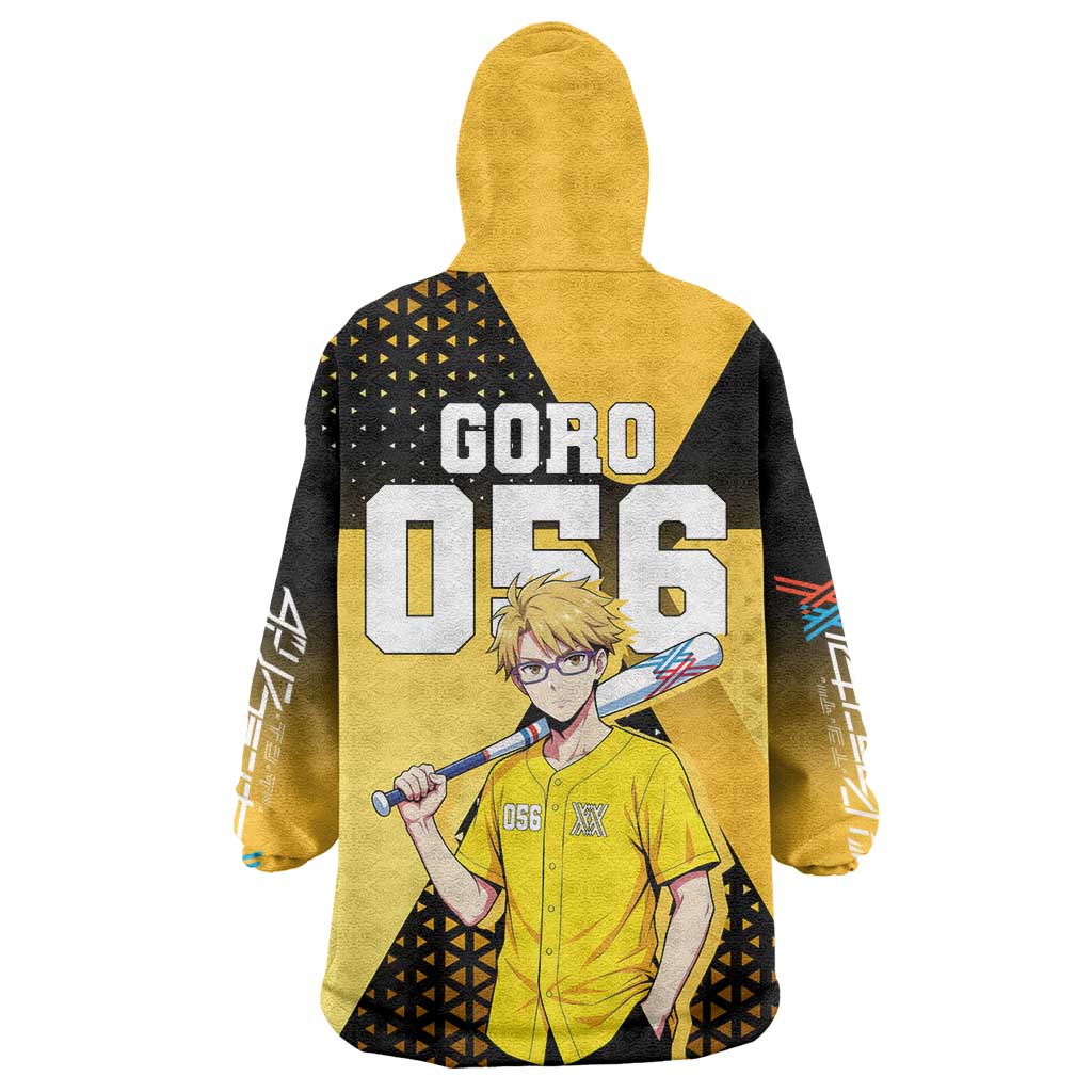 Goro Wearable Blanket Hoodie Yellow Black Baseball Anime Crossover
