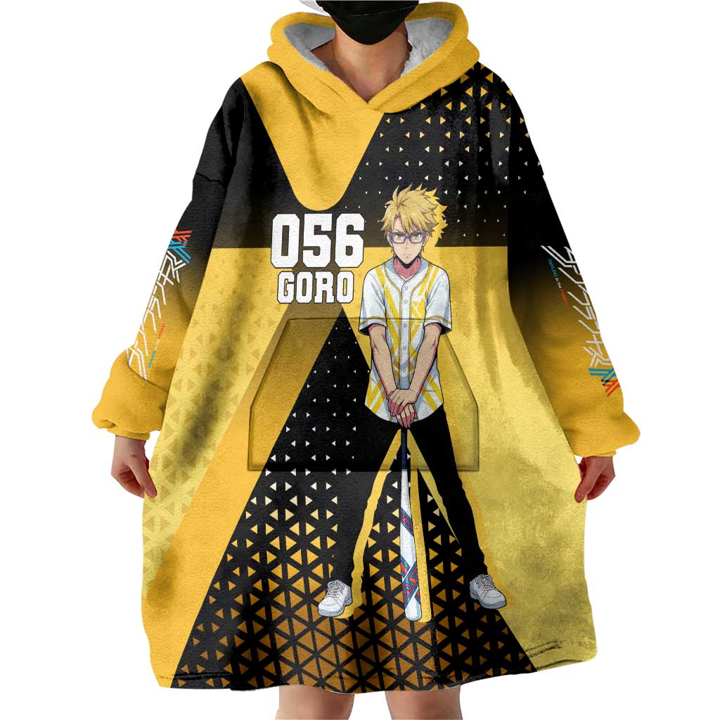 Goro Wearable Blanket Hoodie Yellow Black Baseball Anime Crossover