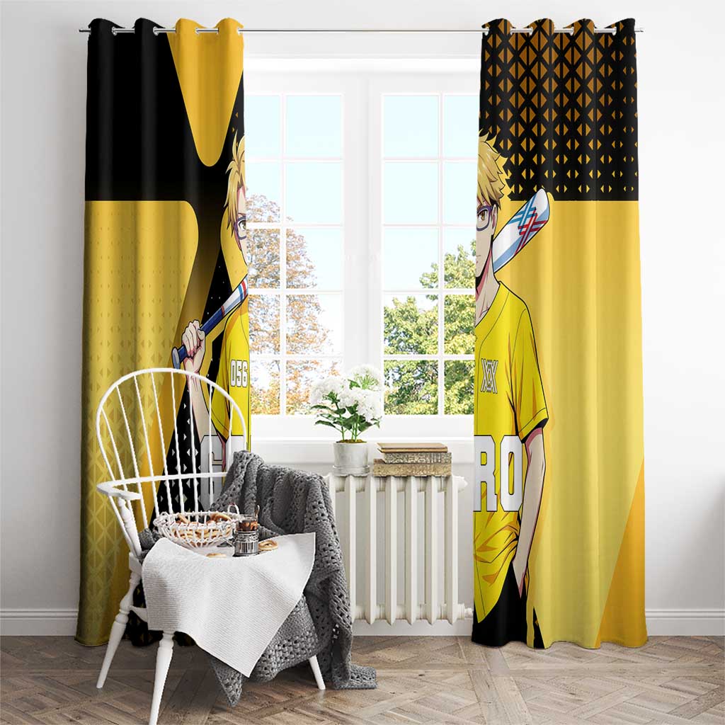 Goro Window Curtain Yellow Black Baseball Anime Crossover