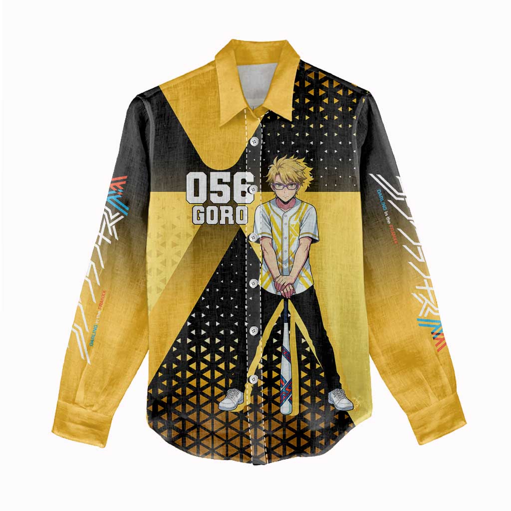 Goro Women Casual Shirt Yellow Black Baseball Anime Crossover