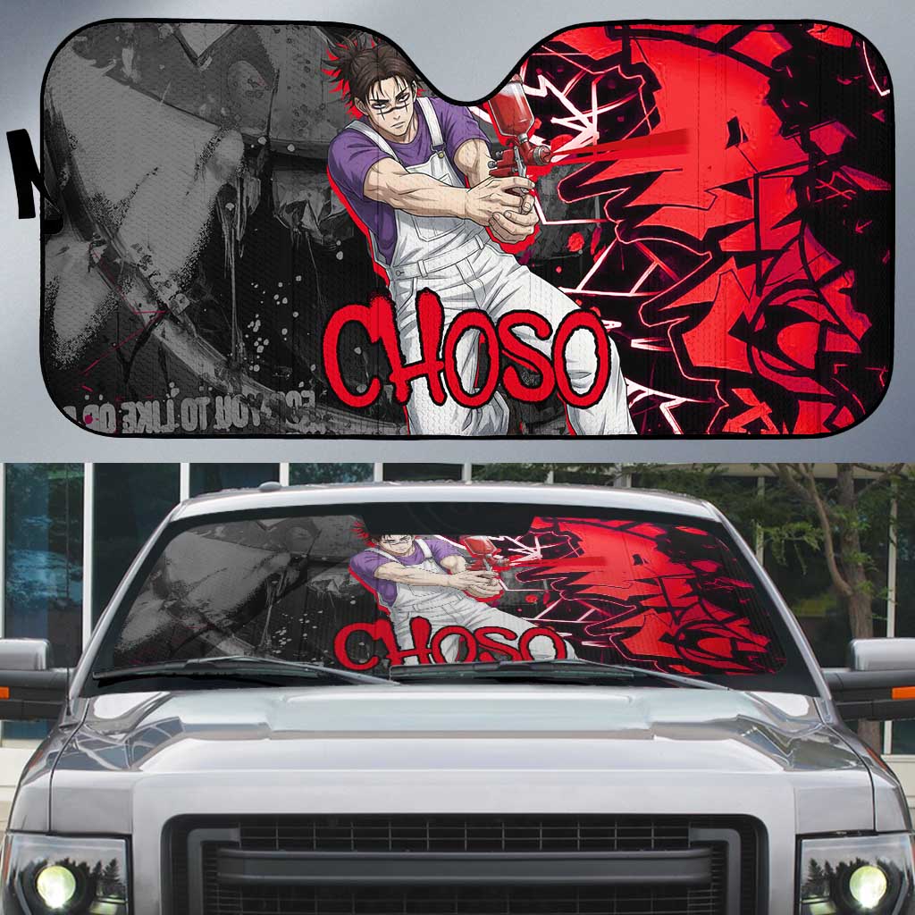 Choso Jujutsu Kaisen Auto Sun Shade Urban Graffiti Street Art Style