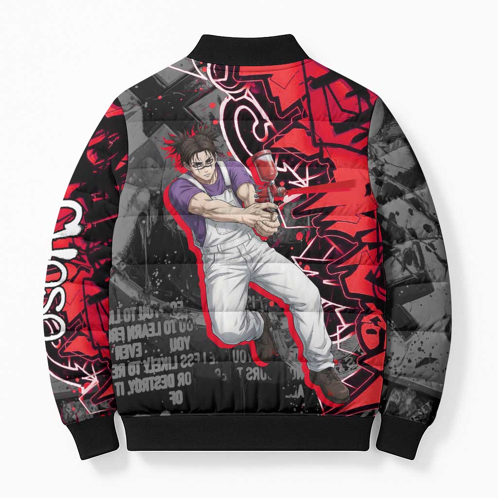 Choso Jujutsu Kaisen Bomber Puffer Jacket Urban Graffiti Street Art Style