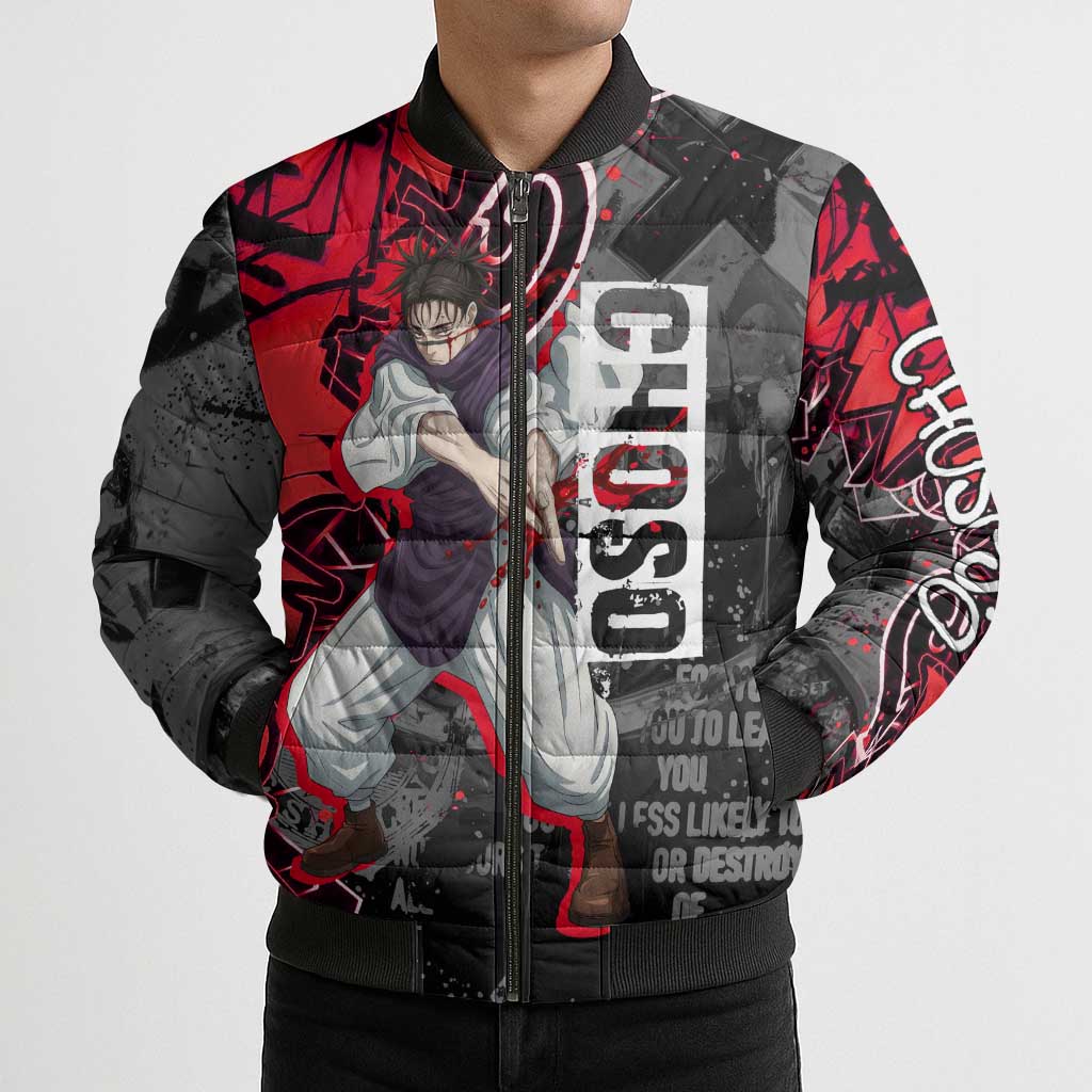 Choso Jujutsu Kaisen Bomber Puffer Jacket Urban Graffiti Street Art Style