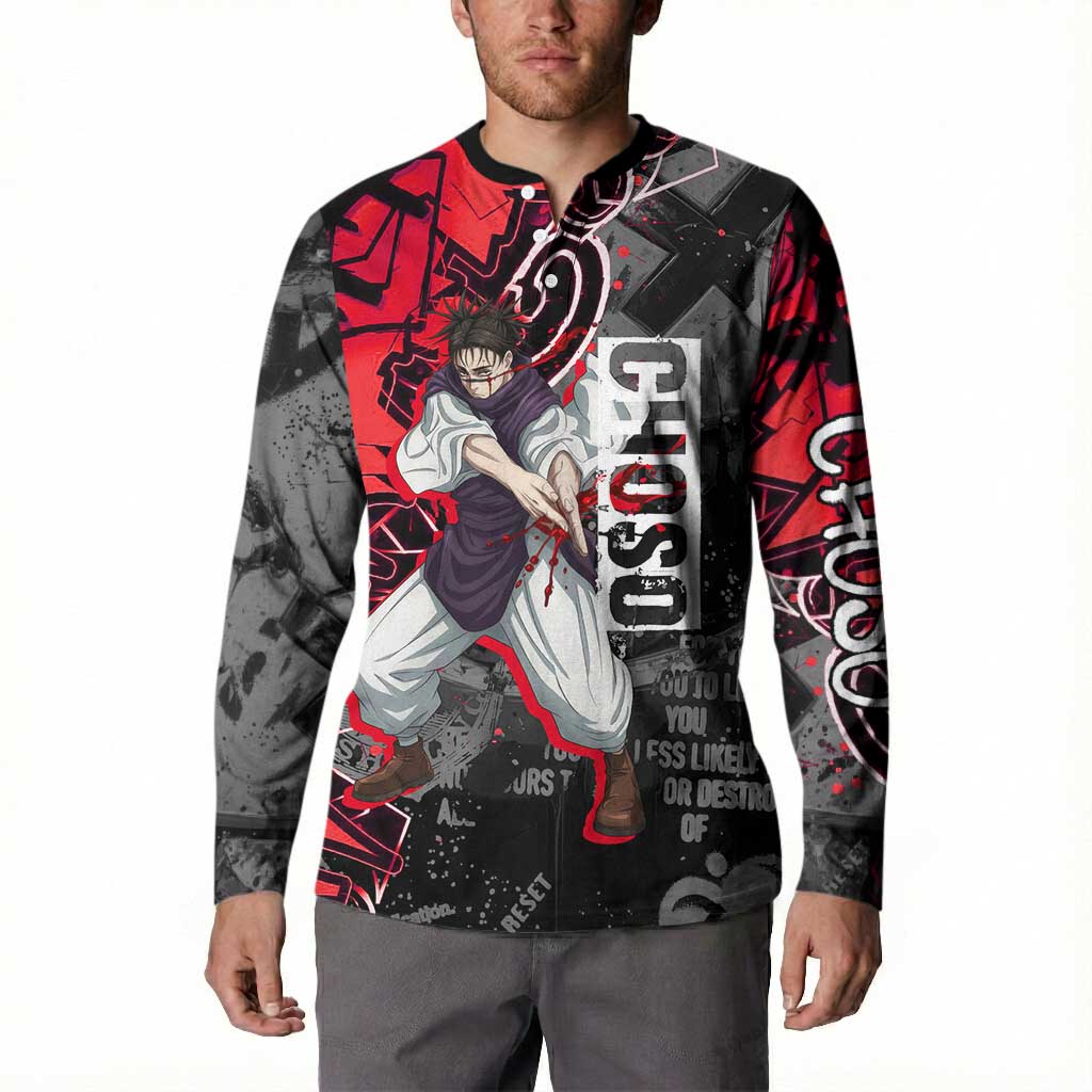 Choso Jujutsu Kaisen Button Sweatshirt Urban Graffiti Street Art Style