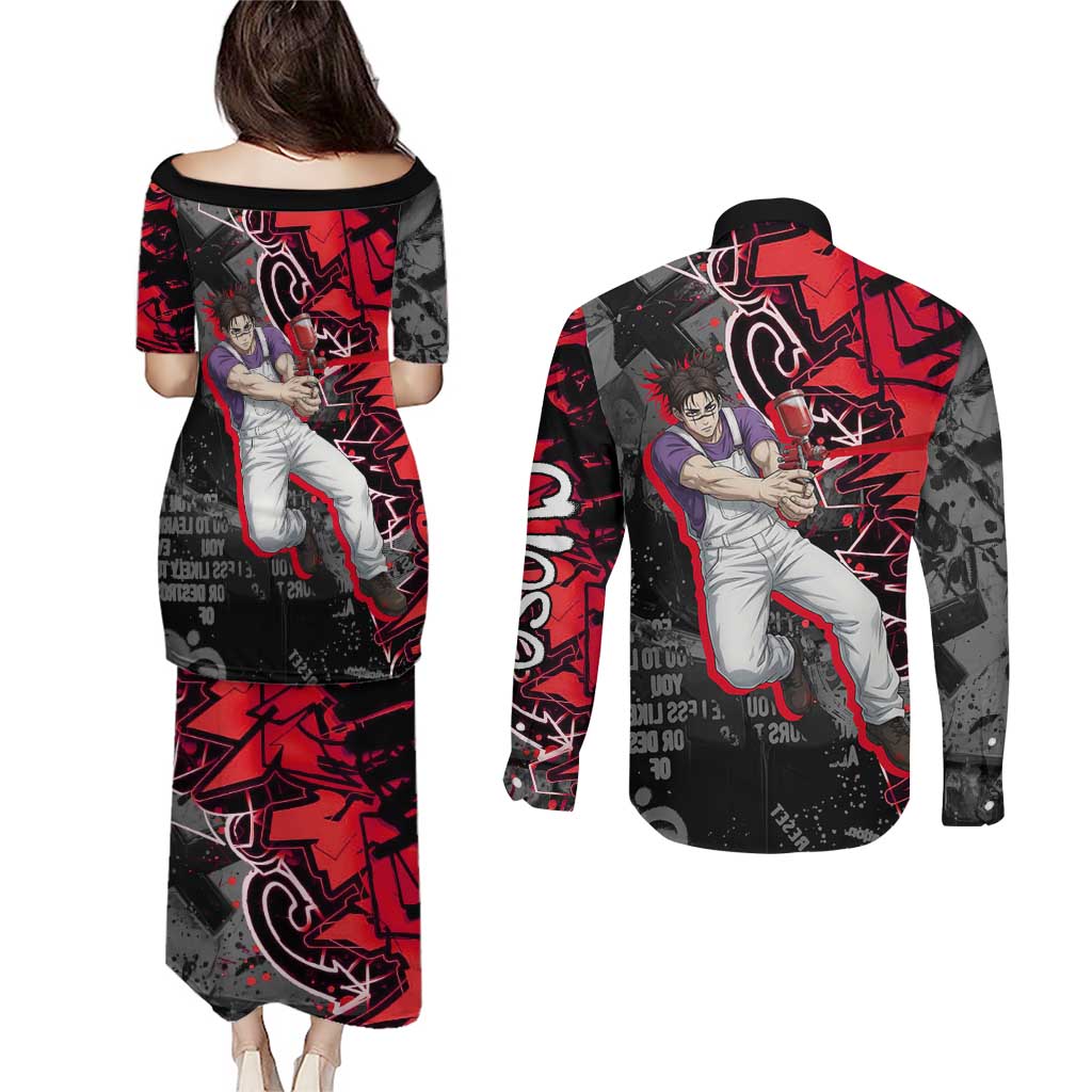 Choso Jujutsu Kaisen Couples Matching Puletasi and Long Sleeve Button Shirt Urban Graffiti Street Art Style