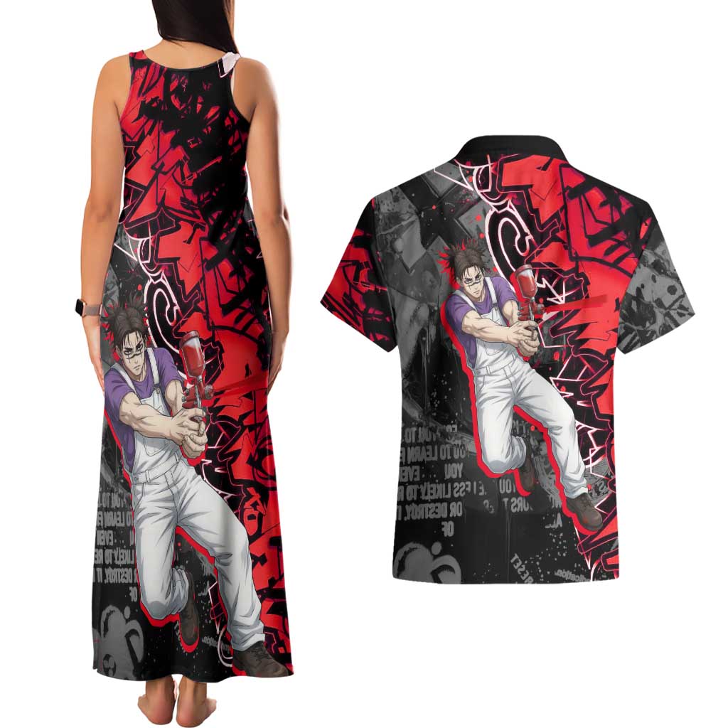 Choso Jujutsu Kaisen Couples Matching Tank Maxi Dress and Hawaiian Shirt Urban Graffiti Street Art Style