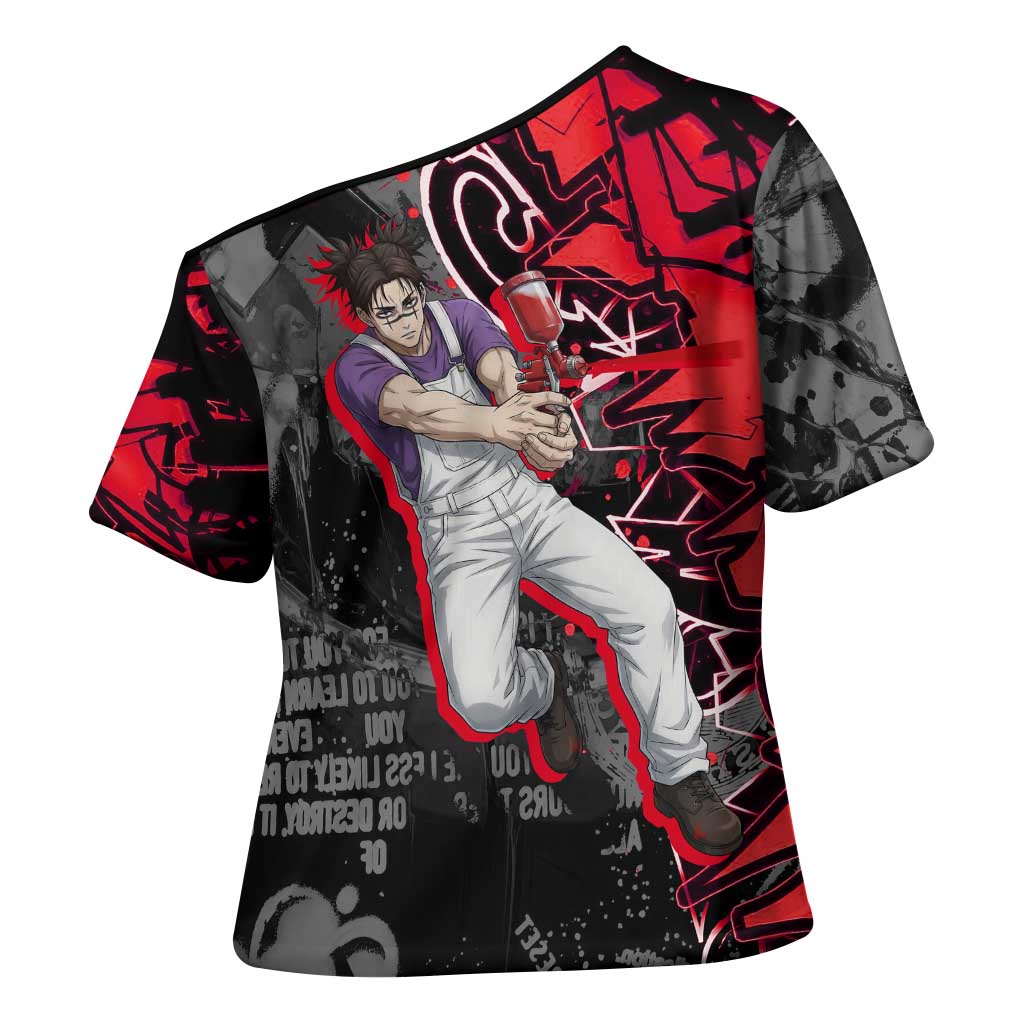 Choso Jujutsu Kaisen Cross Shoulder Shirt Urban Graffiti Street Art Style