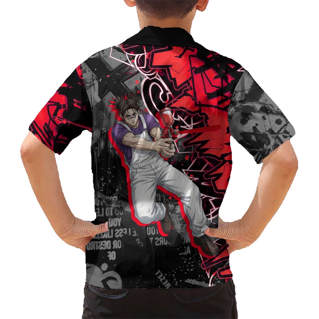 Choso Jujutsu Kaisen Family Matching Off Shoulder Short Dress and Hawaiian Shirt Urban Graffiti Street Art Style