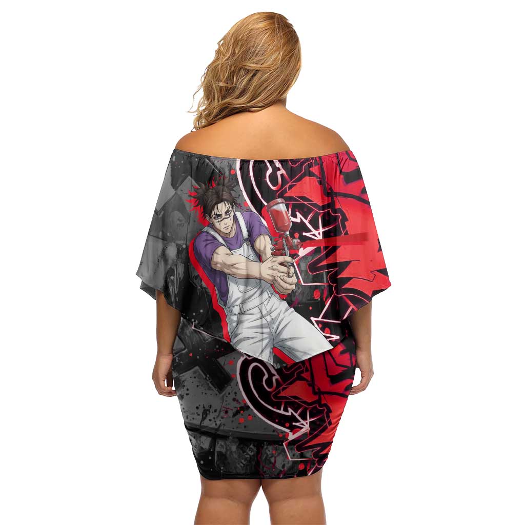 Choso Jujutsu Kaisen Family Matching Off Shoulder Short Dress and Hawaiian Shirt Urban Graffiti Street Art Style