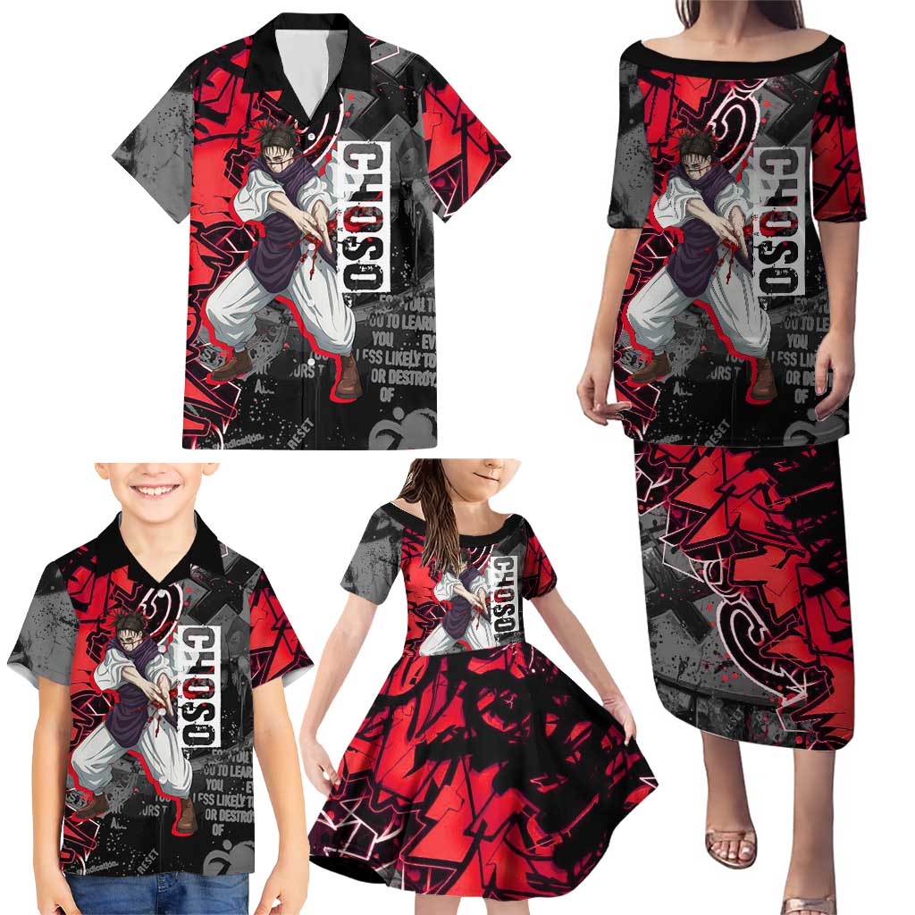 Choso Jujutsu Kaisen Family Matching Puletasi and Hawaiian Shirt Urban Graffiti Street Art Style