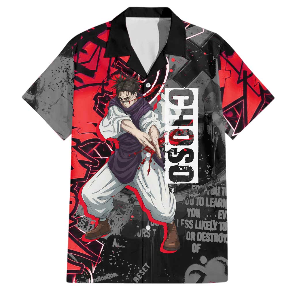 Choso Jujutsu Kaisen Family Matching Short Sleeve Bodycon Dress and Hawaiian Shirt Urban Graffiti Street Art Style