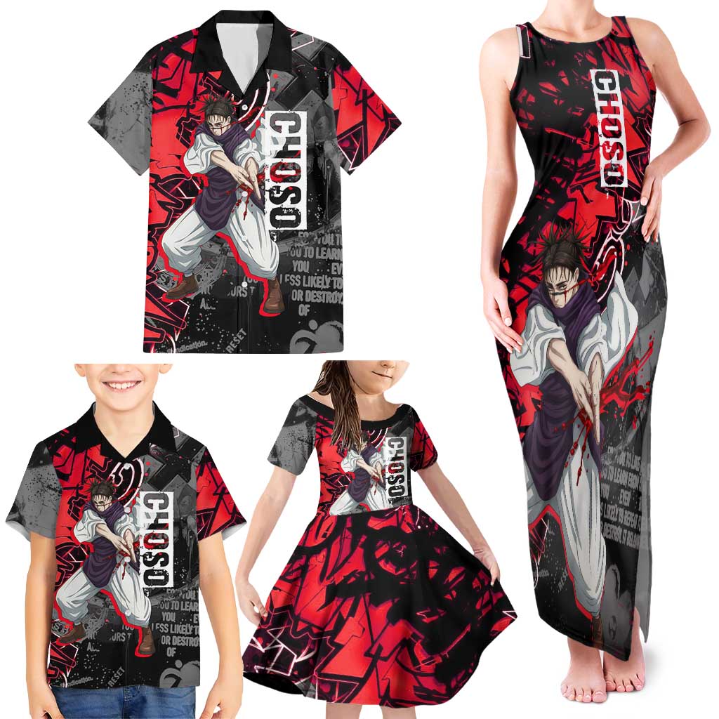 Choso Jujutsu Kaisen Family Matching Tank Maxi Dress and Hawaiian Shirt Urban Graffiti Street Art Style