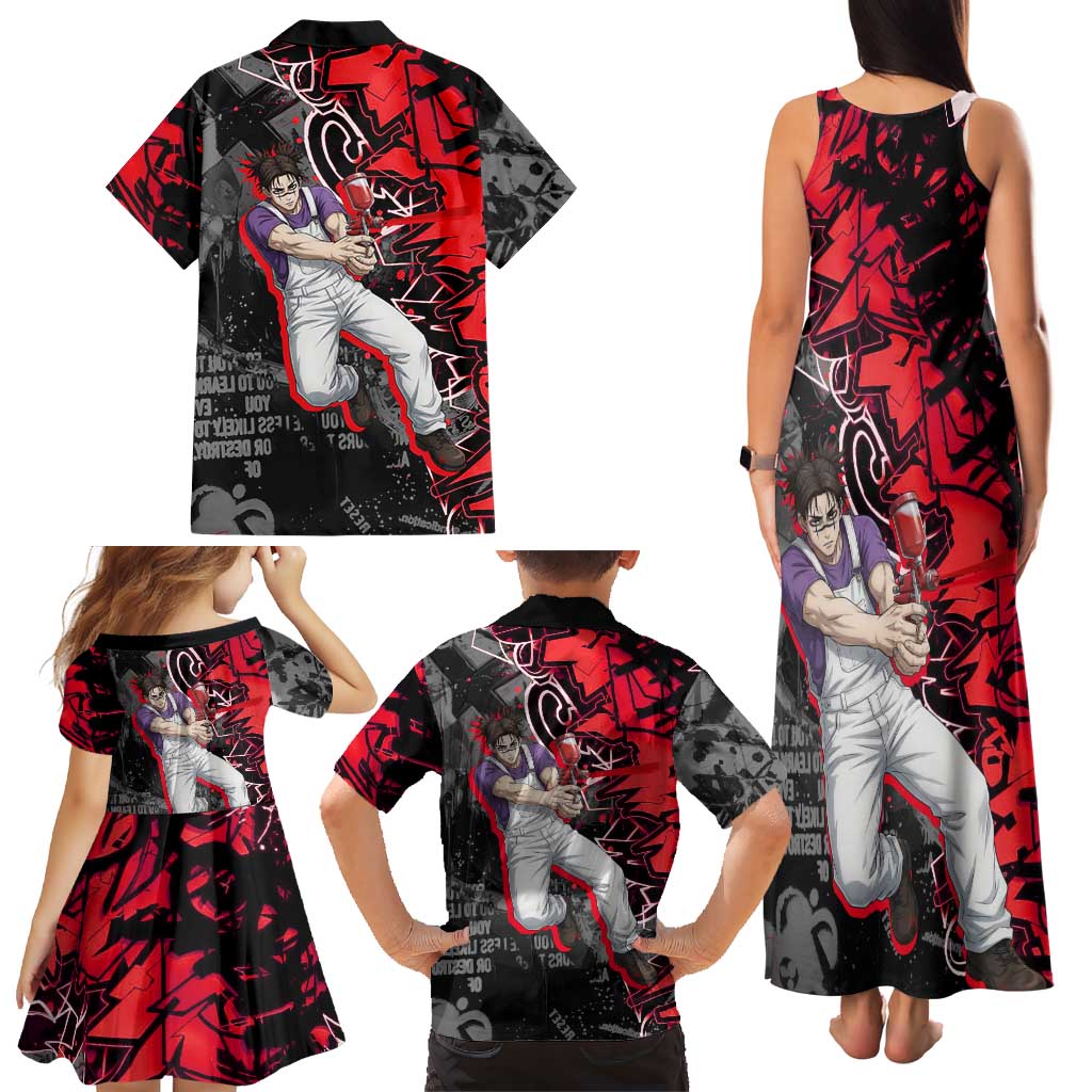 Choso Jujutsu Kaisen Family Matching Tank Maxi Dress and Hawaiian Shirt Urban Graffiti Street Art Style