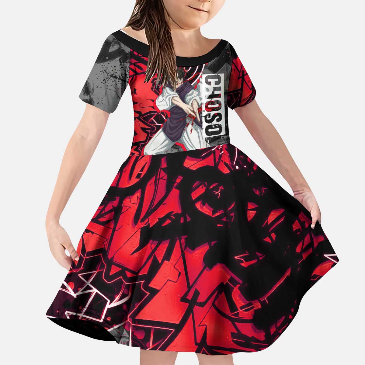 Choso Jujutsu Kaisen Kid Short Sleeve Dress Urban Graffiti Street Art Style