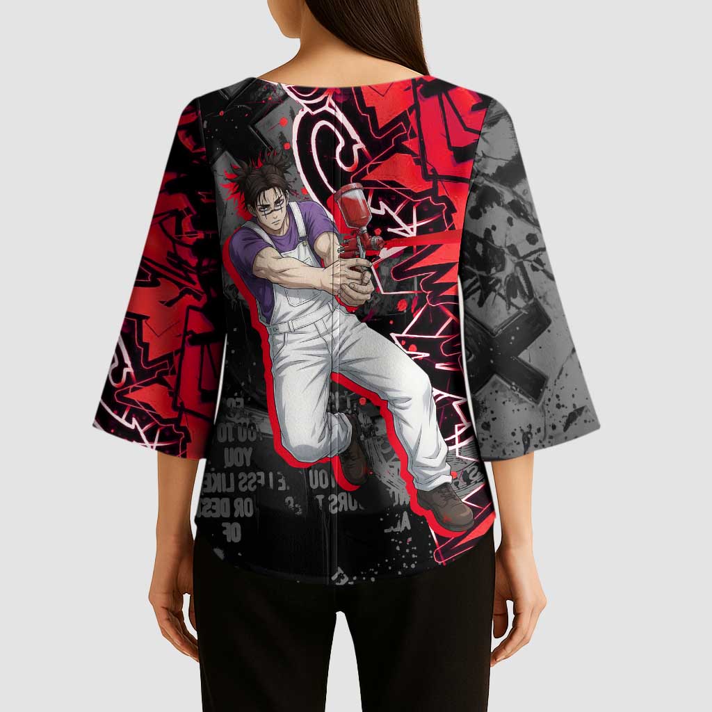 Choso Jujutsu Kaisen Kimono Sleeve Blouse Urban Graffiti Street Art Style
