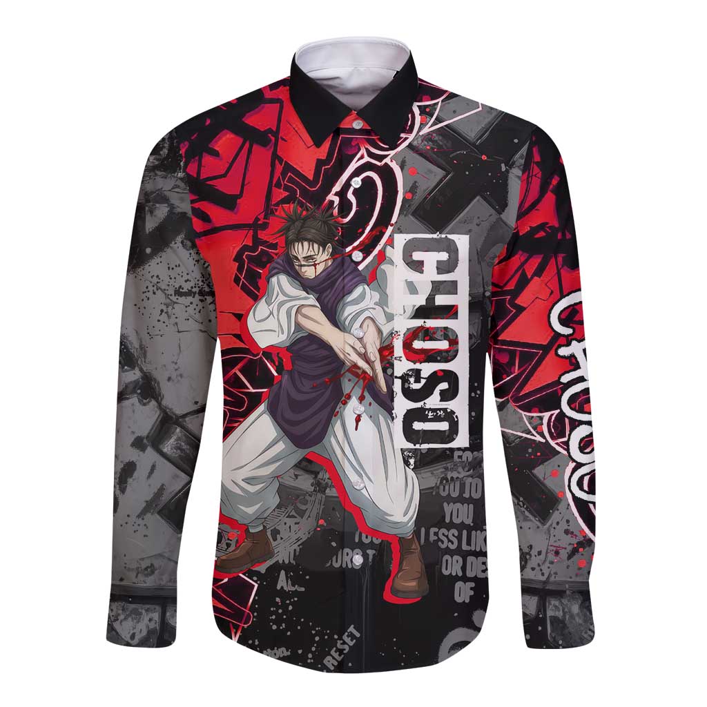 Choso Jujutsu Kaisen Long Sleeve Button Shirt Urban Graffiti Street Art Style