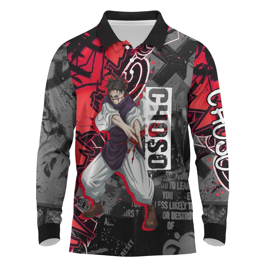 Choso Jujutsu Kaisen Long Sleeve Polo Shirt Urban Graffiti Street Art Style