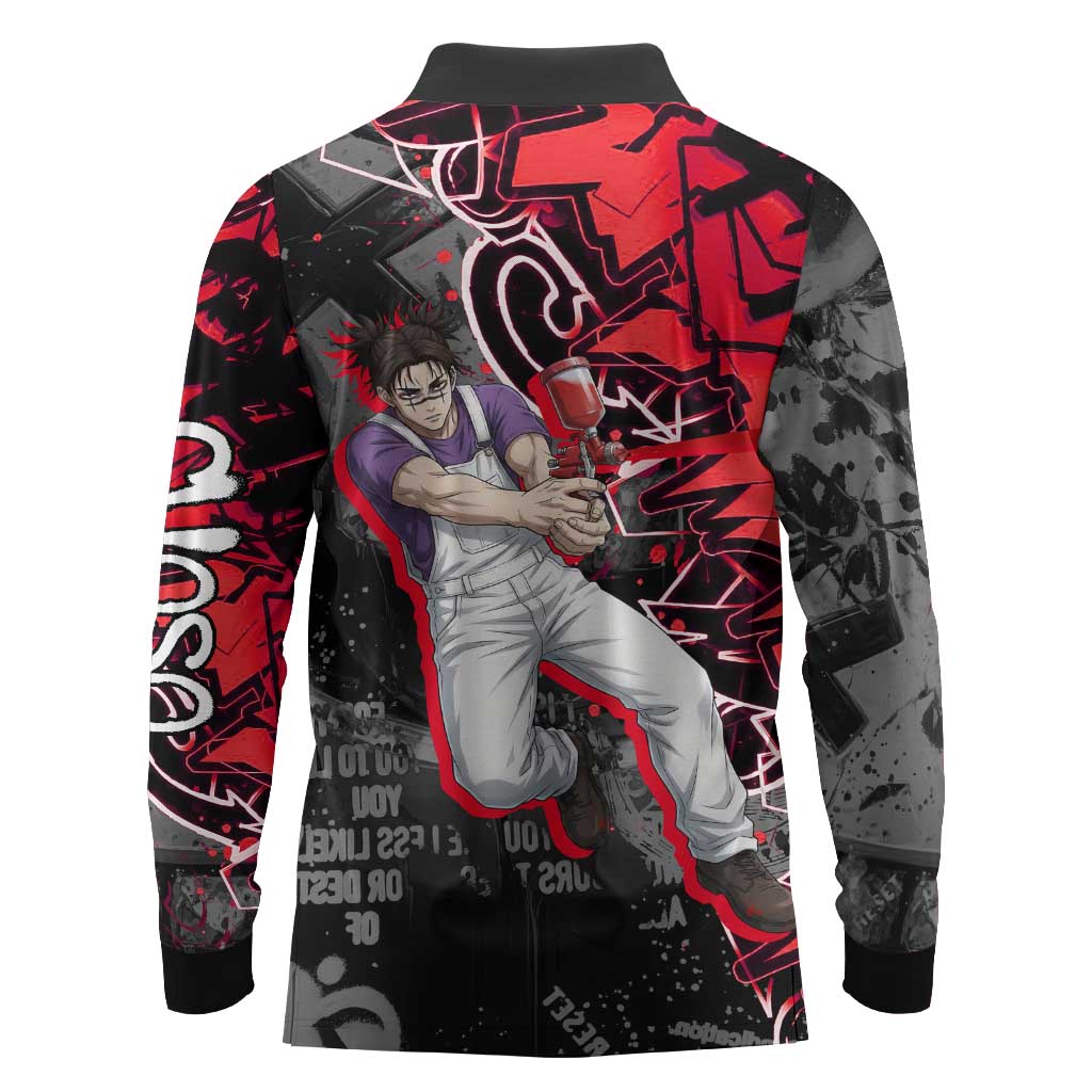 Choso Jujutsu Kaisen Long Sleeve Polo Shirt Urban Graffiti Street Art Style