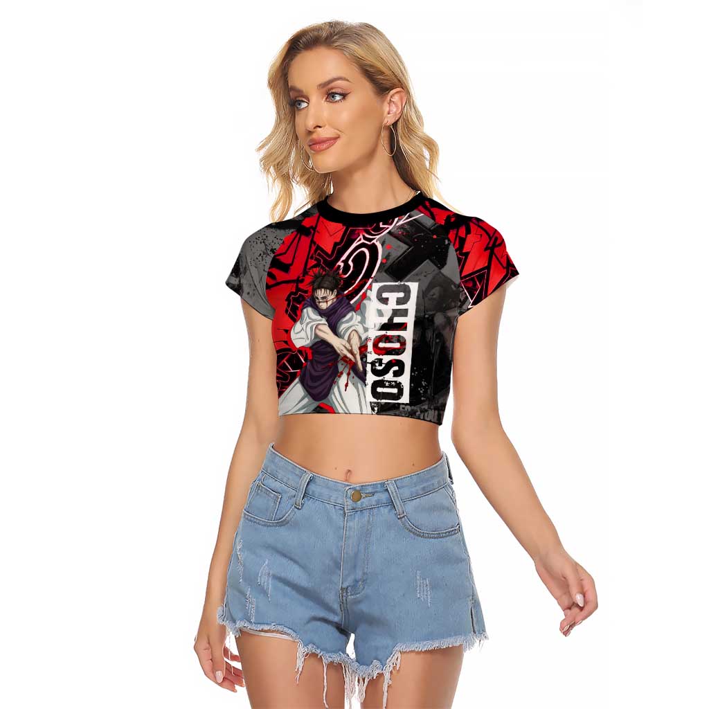 Choso Jujutsu Kaisen Raglan Cropped T Shirt Urban Graffiti Street Art Style