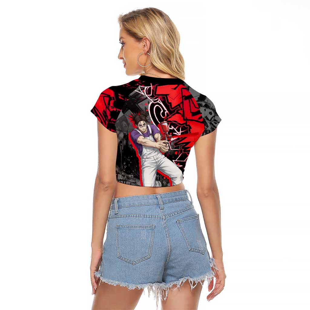 Choso Jujutsu Kaisen Raglan Cropped T Shirt Urban Graffiti Street Art Style