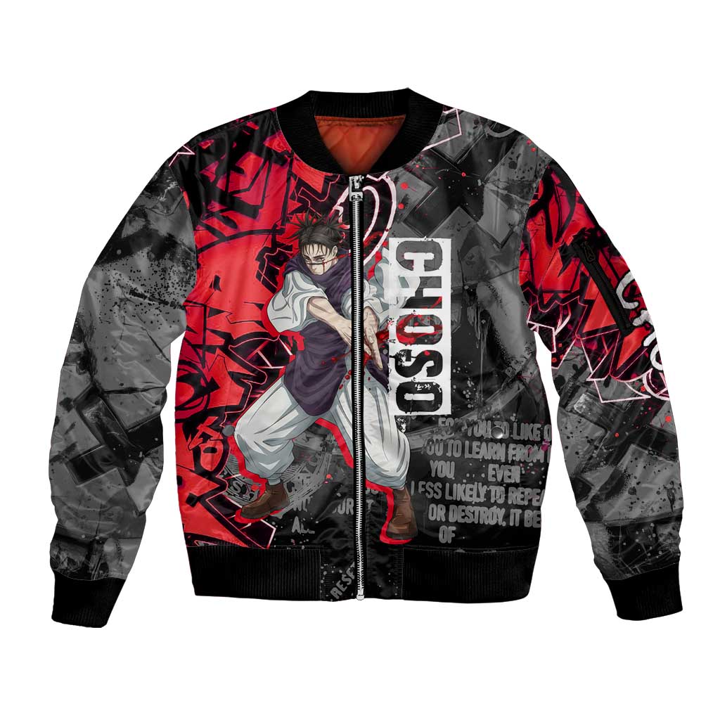 Choso Jujutsu Kaisen Sleeve Zip Bomber Jacket Urban Graffiti Street Art Style