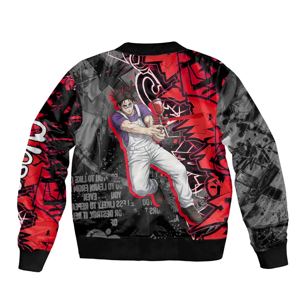 Choso Jujutsu Kaisen Sleeve Zip Bomber Jacket Urban Graffiti Street Art Style