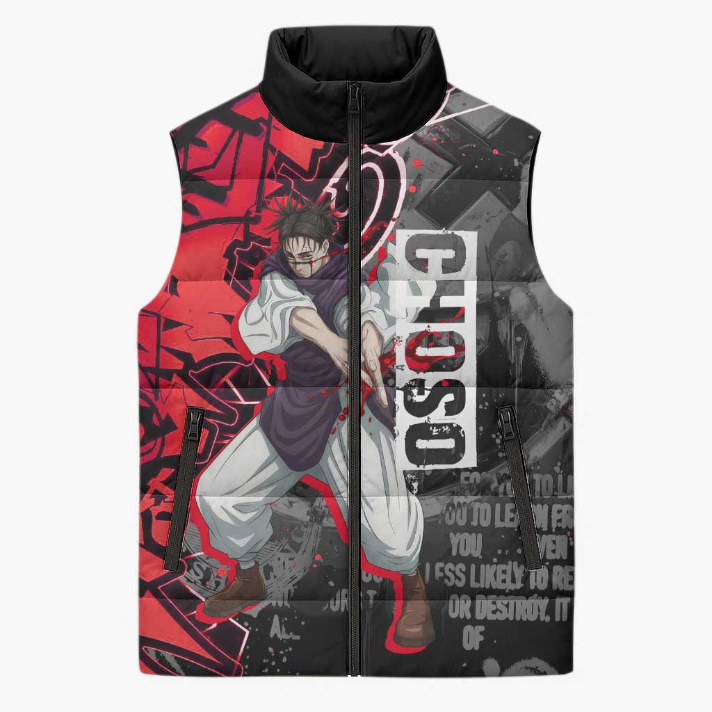 Choso Jujutsu Kaisen Sleeveless Puffer Jacket Urban Graffiti Street Art Style