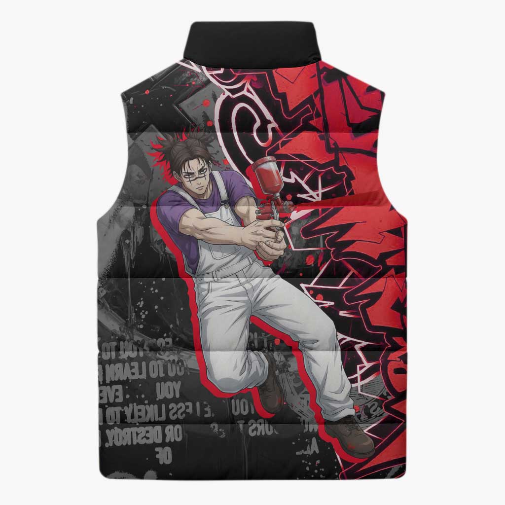 Choso Jujutsu Kaisen Sleeveless Puffer Jacket Urban Graffiti Street Art Style