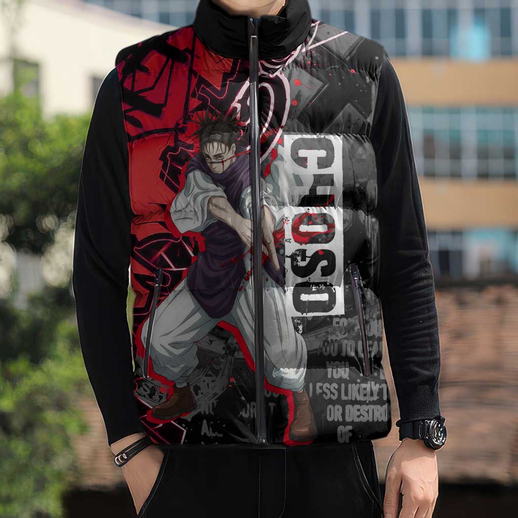 Choso Jujutsu Kaisen Sleeveless Puffer Jacket Urban Graffiti Street Art Style