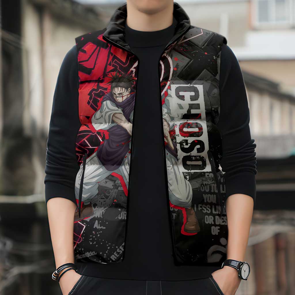 Choso Jujutsu Kaisen Sleeveless Puffer Jacket Urban Graffiti Street Art Style