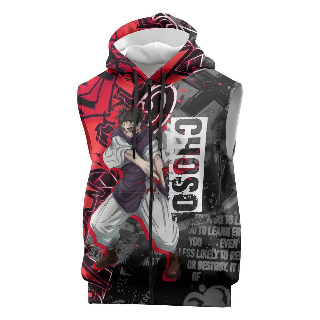 Choso Jujutsu Kaisen Sleeveless Zip Hoodie Urban Graffiti Street Art Style