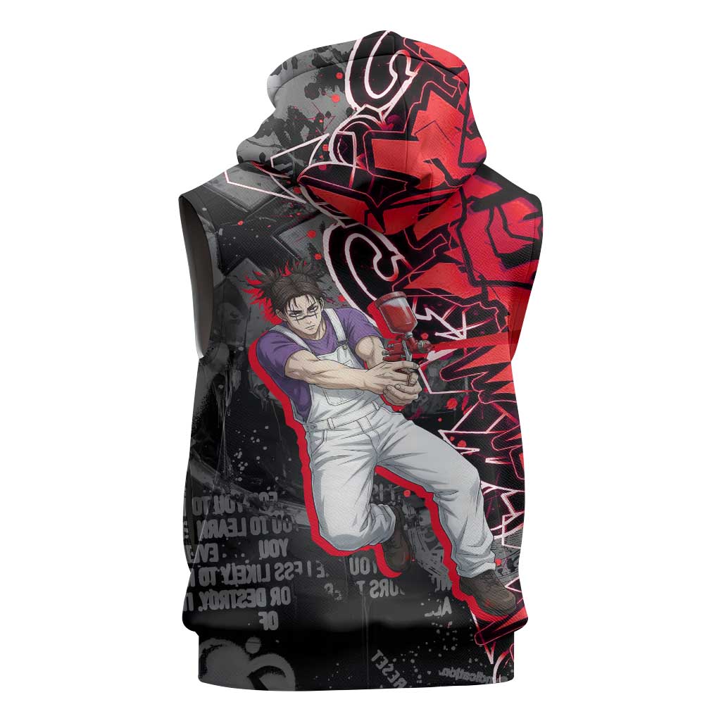 Choso Jujutsu Kaisen Sleeveless Zip Hoodie Urban Graffiti Street Art Style