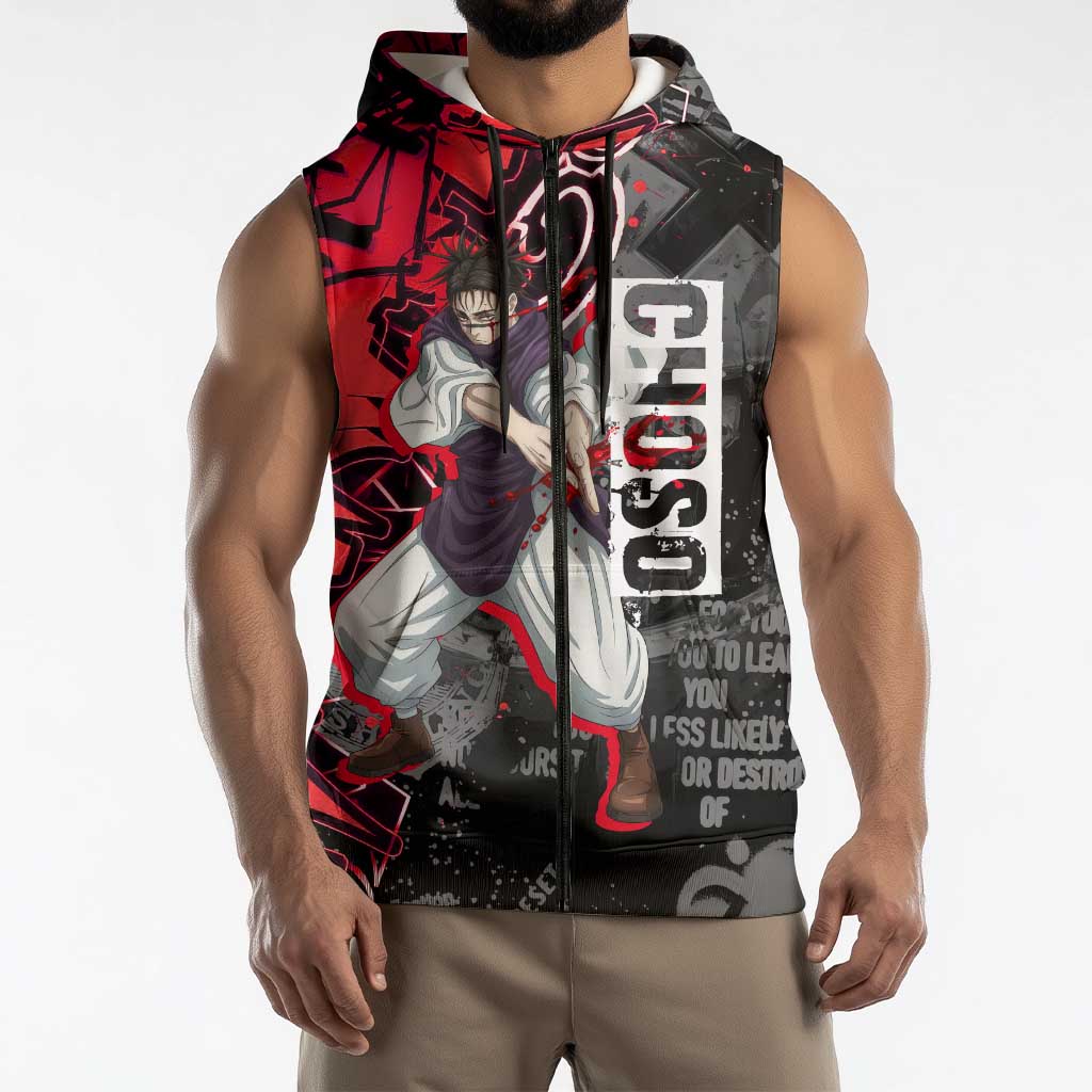 Choso Jujutsu Kaisen Sleeveless Zip Hoodie Urban Graffiti Street Art Style