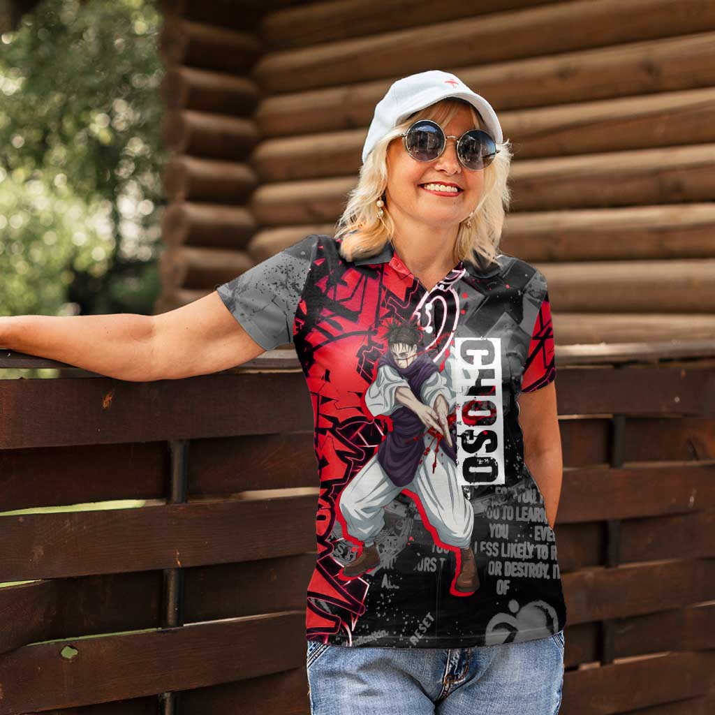 Choso Jujutsu Kaisen Women Polo Shirt Urban Graffiti Street Art Style