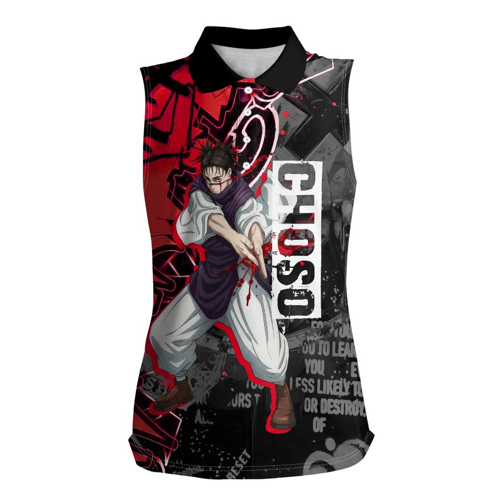Choso Jujutsu Kaisen Women Sleeveless Polo Shirt Urban Graffiti Street Art Style