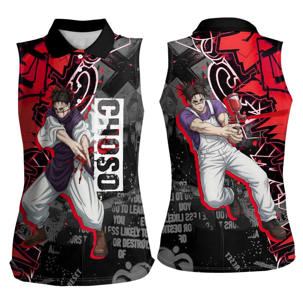 Choso Jujutsu Kaisen Women Sleeveless Polo Shirt Urban Graffiti Street Art Style