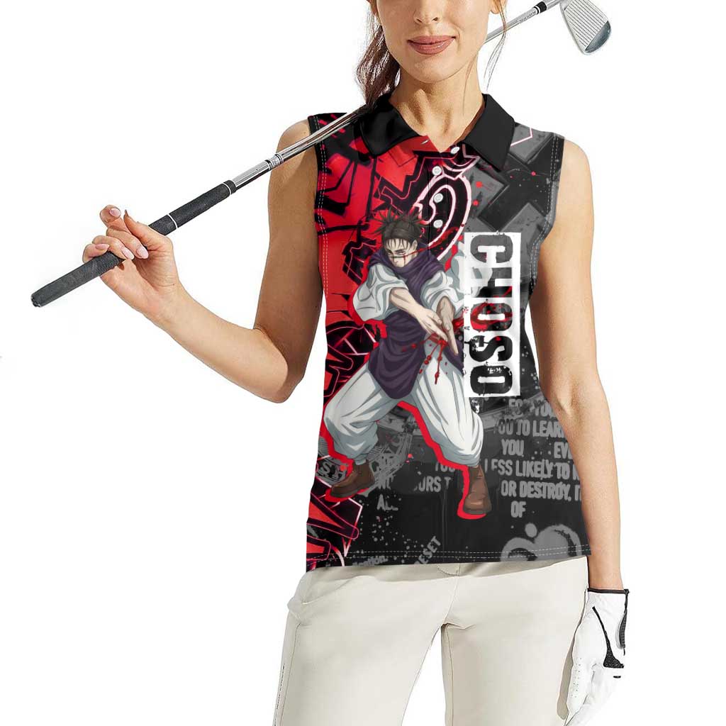 Choso Jujutsu Kaisen Women Sleeveless Polo Shirt Urban Graffiti Street Art Style