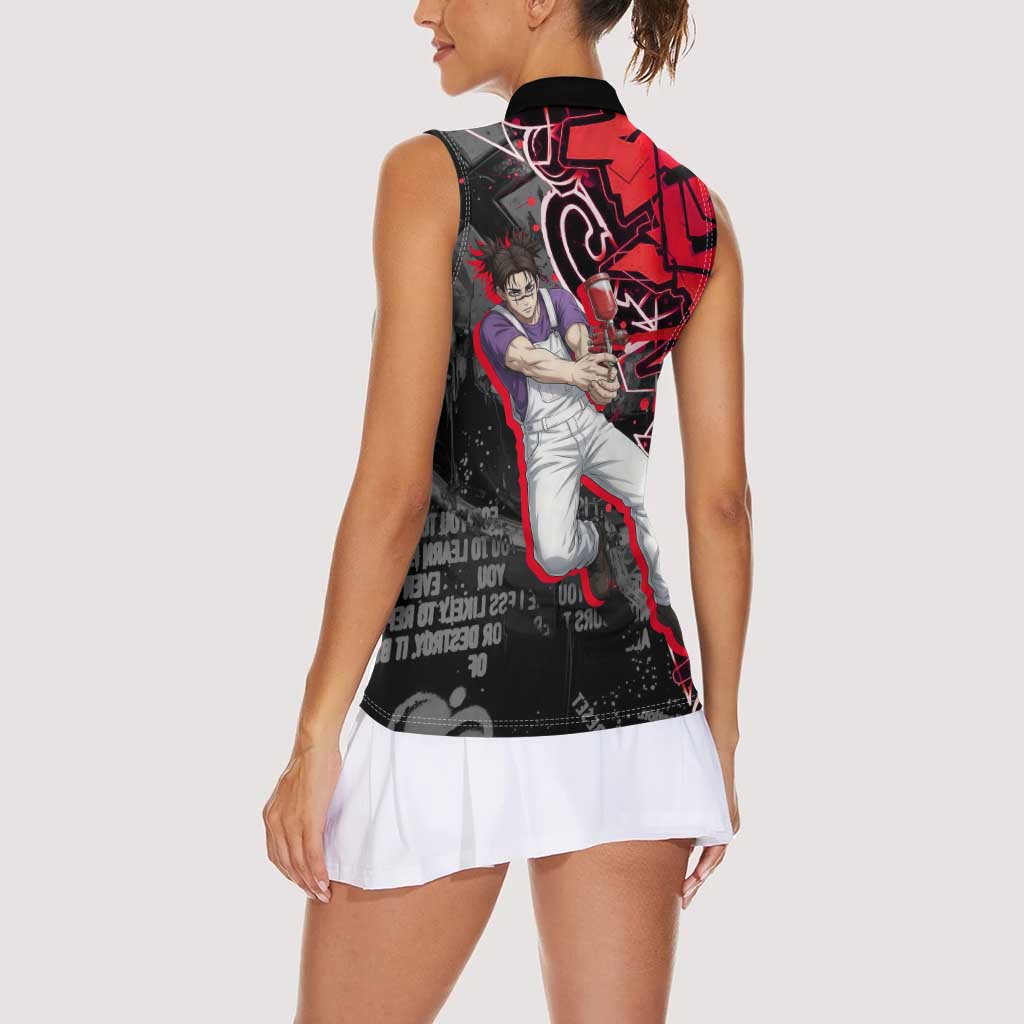 Choso Jujutsu Kaisen Women Sleeveless Polo Shirt Urban Graffiti Street Art Style