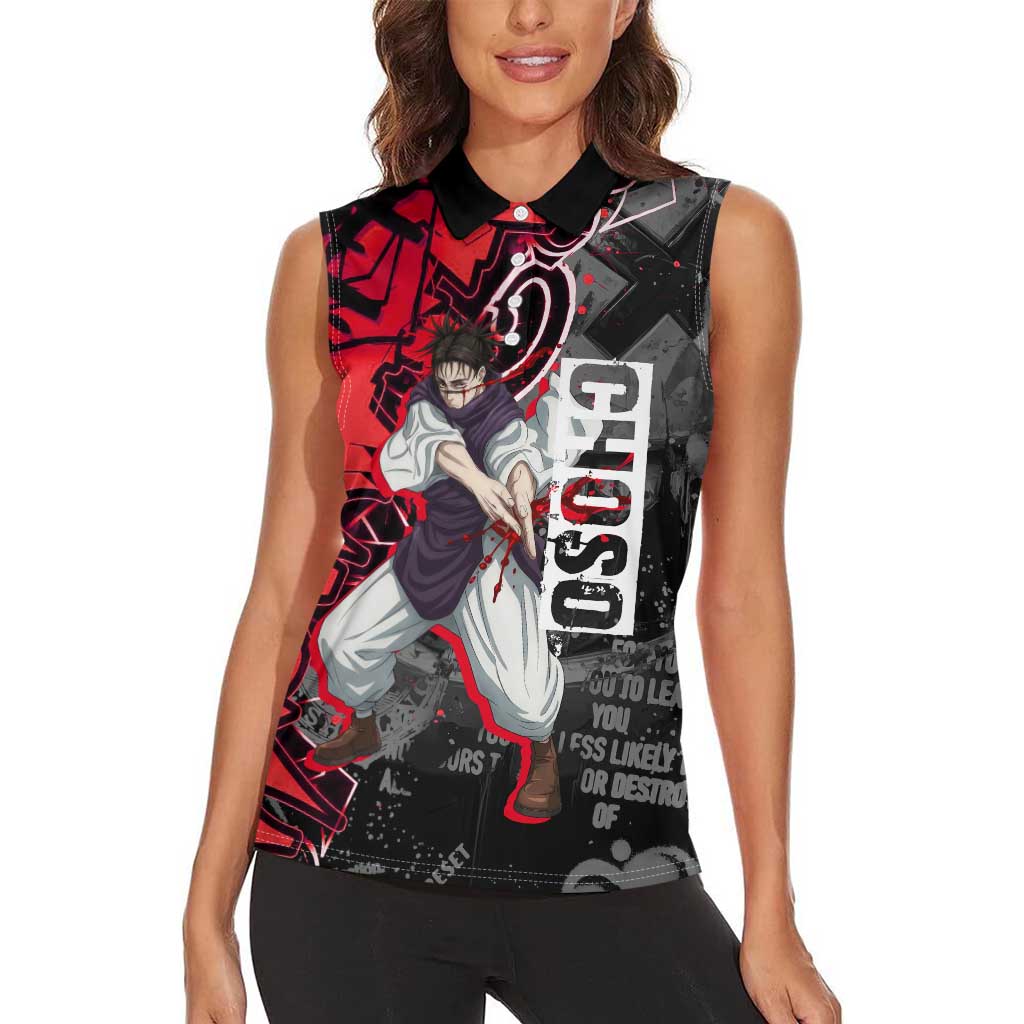 Choso Jujutsu Kaisen Women Sleeveless Polo Shirt Urban Graffiti Street Art Style