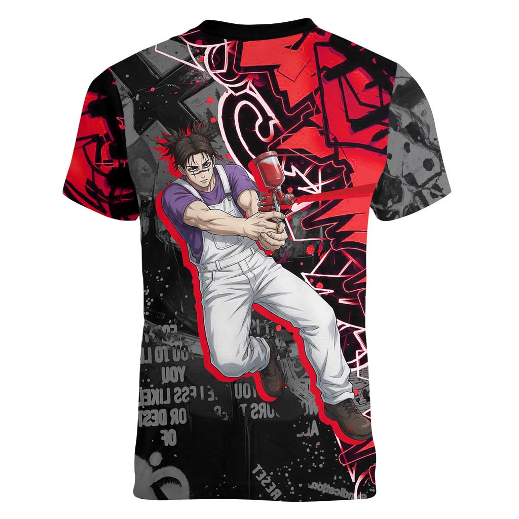 Choso Jujutsu Kaisen Women V-Neck T-Shirt Urban Graffiti Street Art Style