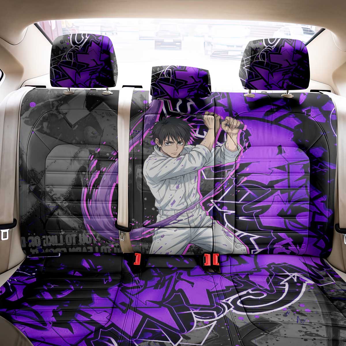Yuta Okkotsu Jujutsu Kaisen Back Car Seat Cover Neon Graffiti Anime Fusion