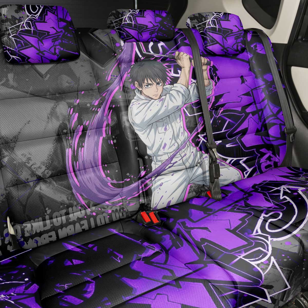 Yuta Okkotsu Jujutsu Kaisen Back Car Seat Cover Neon Graffiti Anime Fusion