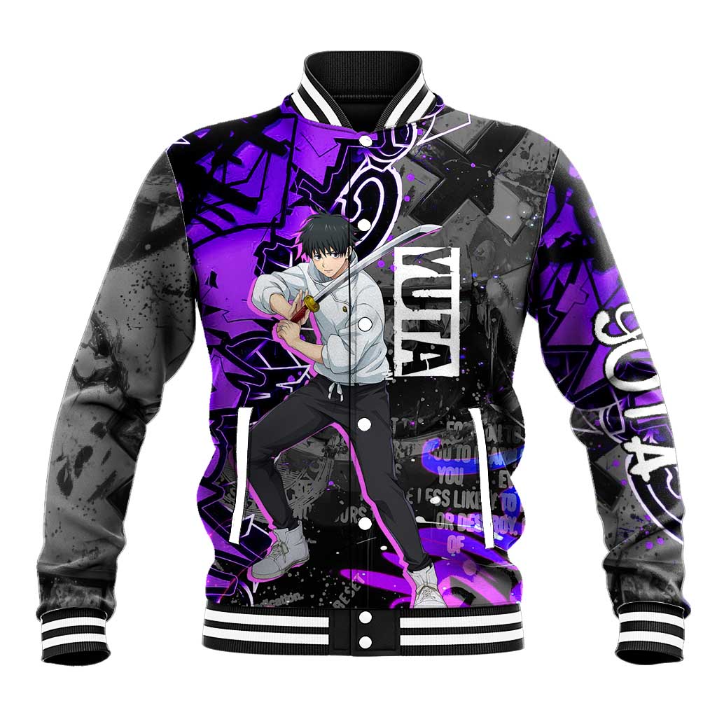Yuta Okkotsu Jujutsu Kaisen Baseball Jacket Neon Graffiti Anime Fusion