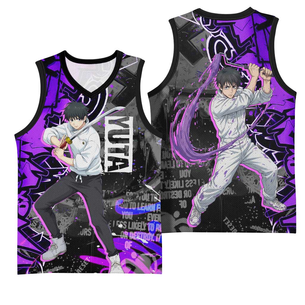 Yuta Okkotsu Jujutsu Kaisen Basketball Jersey Neon Graffiti Anime Fusion