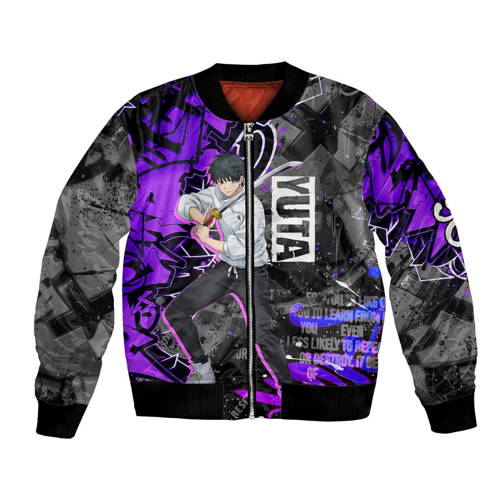 Yuta Okkotsu Jujutsu Kaisen Bomber Jacket Neon Graffiti Anime Fusion